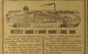 Bendroves MAISTAS reklama. Zr. Moteris. 1924. Nr. 10 11. P.144